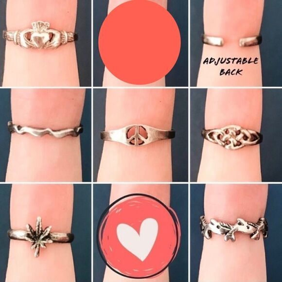925 Silver toe & pinky rings, adjustable. - Picture 1 of 1